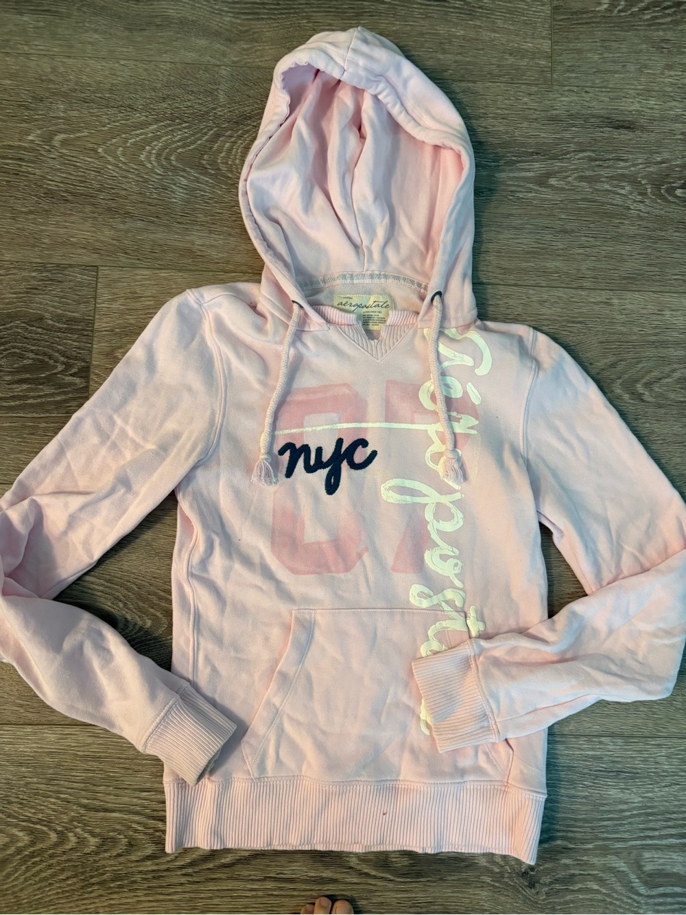 Vintage Y2K AERO Aeropostale Spell Out Womens Embroidered Hoodie M Medium